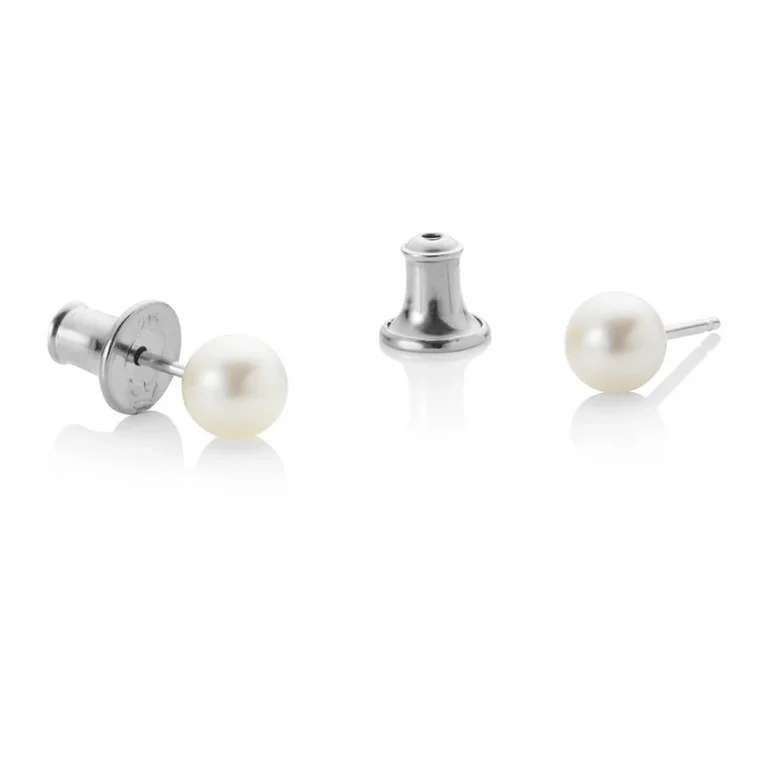 5mm white round freshwater pearl sterling silver stud earrings