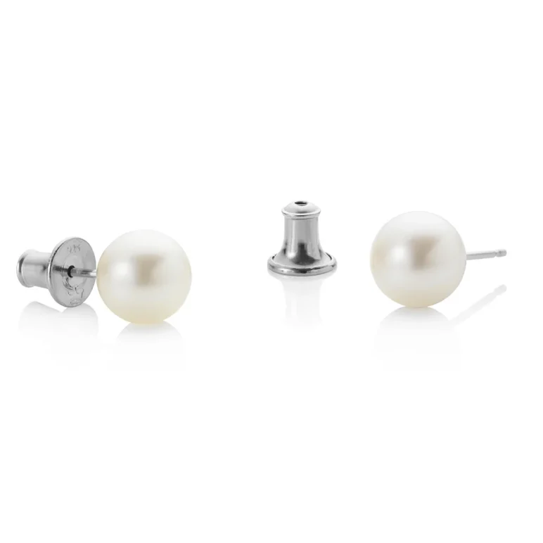 7mm white round freshwater pearl sterling silver stud earrings