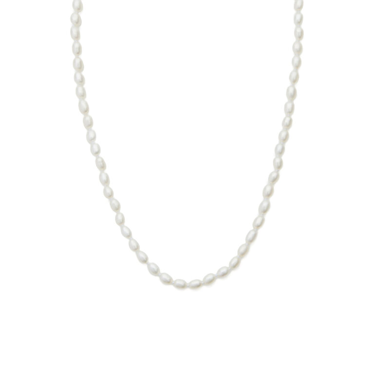 4mm oval white freshwater pearl necklace