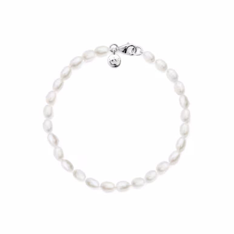 4mm oval freshwater pearl bracelet sterling silver clasp