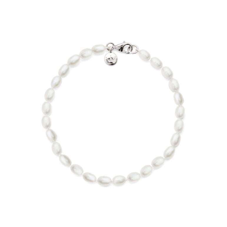4mm oval freshwater pearl bracelet sterling silver clasp