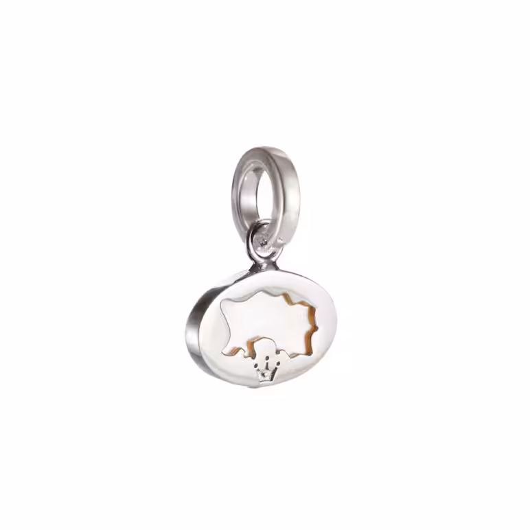 Mother-of-pearl Jersey map sterling silver charm