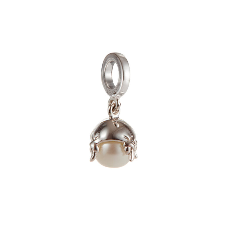 7mm white near round freshwater pearl hankie sterling silver charm