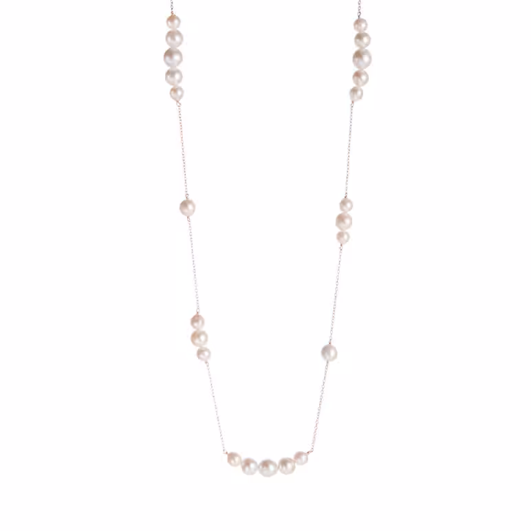 Jersey Pearl Edison Long White Pearl Necklace on Rose Gold Plated Sterling Silver