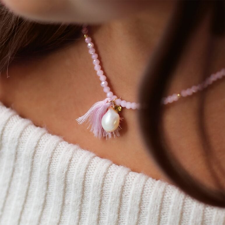 12mm white baroque freshwater pearl crystal yellow gold plate sterling silver necklace or bracelet on elastic