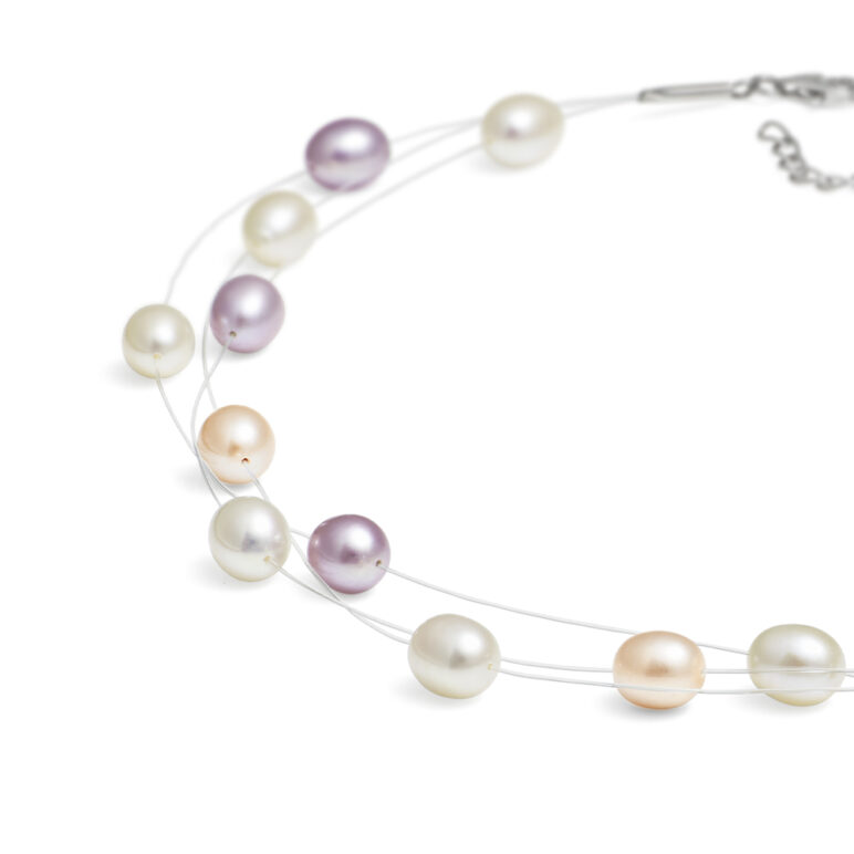 8mm multi-natural oval freshwater pearl nylon bracelet
