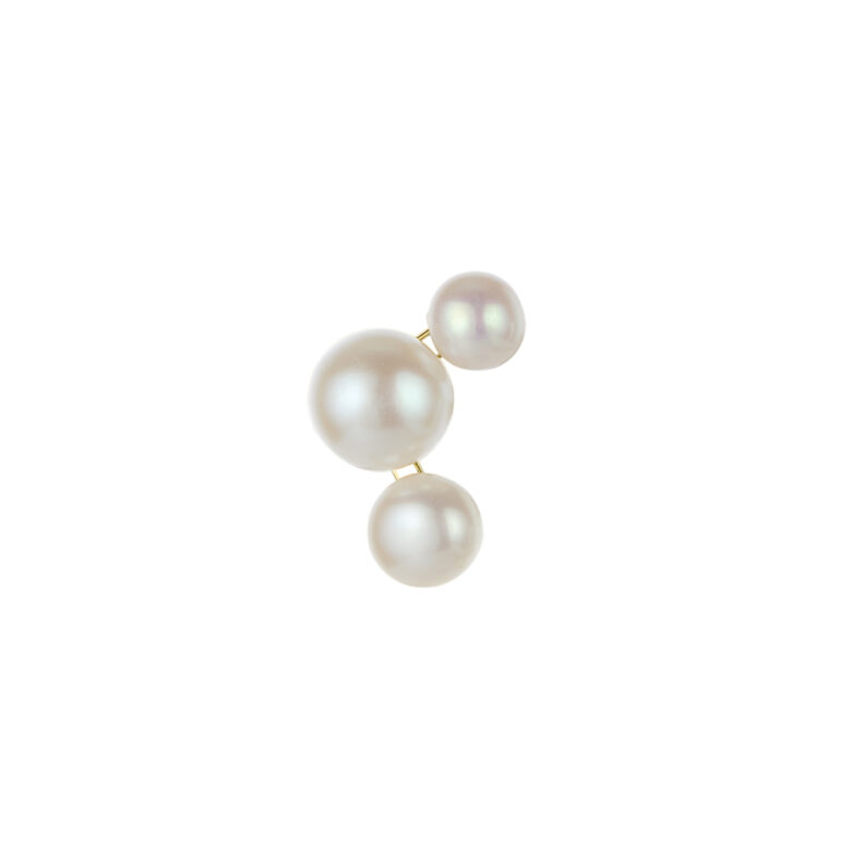 3-5mm Freshwater button and Keshi pearls set on yellow gold-plated Sterling Silver stud earring