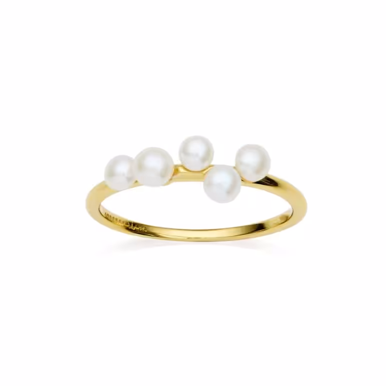 3-5mm Freshwater button and Keshi pearls set on yellow gold-plated Sterling Silver