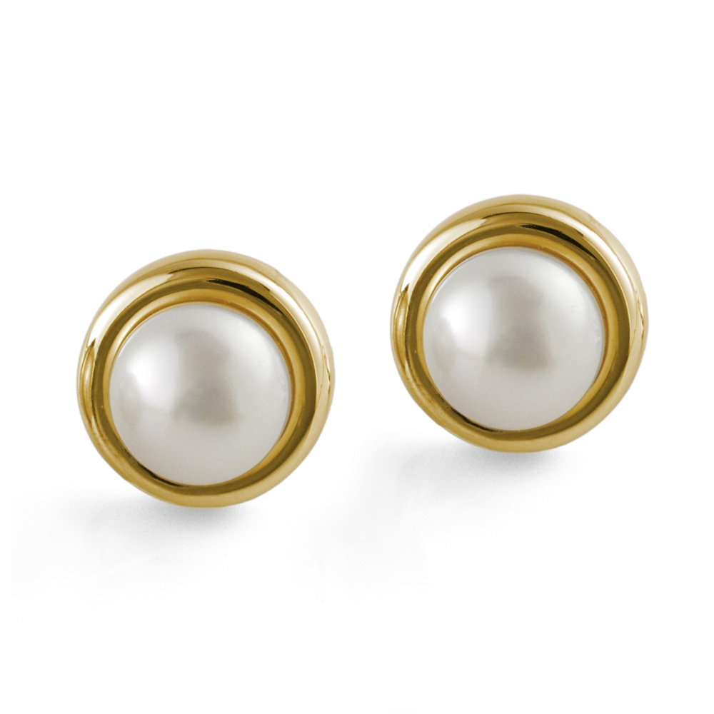 Alice Gold Large Pearl Stud Earrings