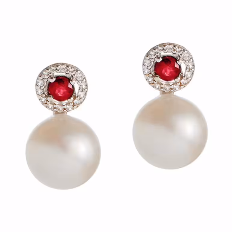 Amberley Ruby and Pearl Earrings