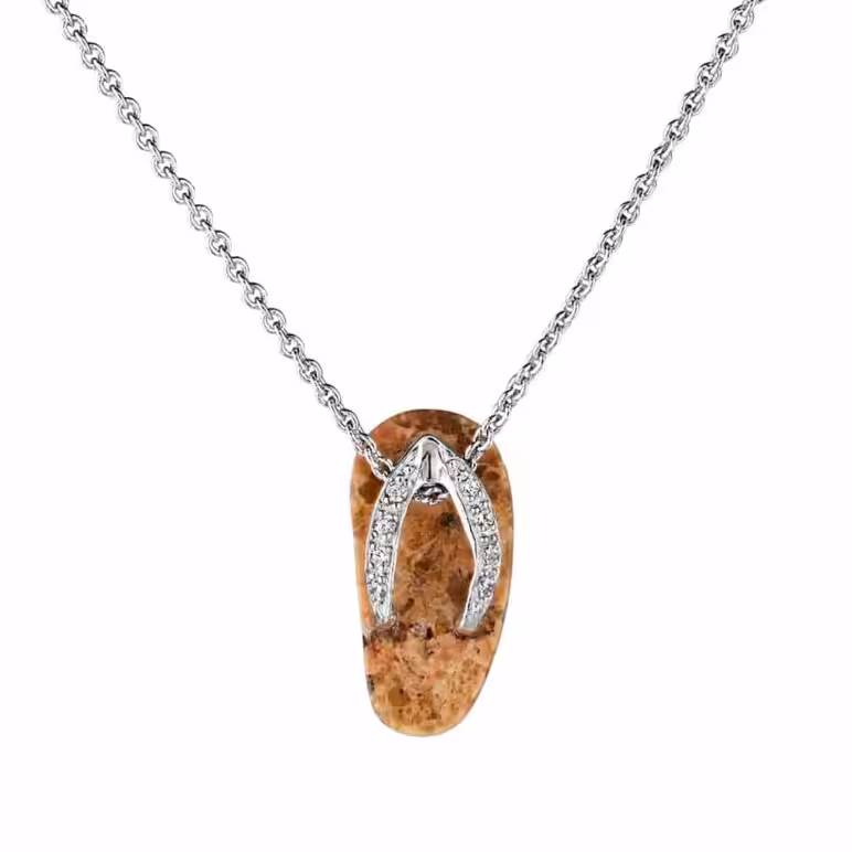 Jersey Granite and Cubic Zirconia Flip Flop Pendant