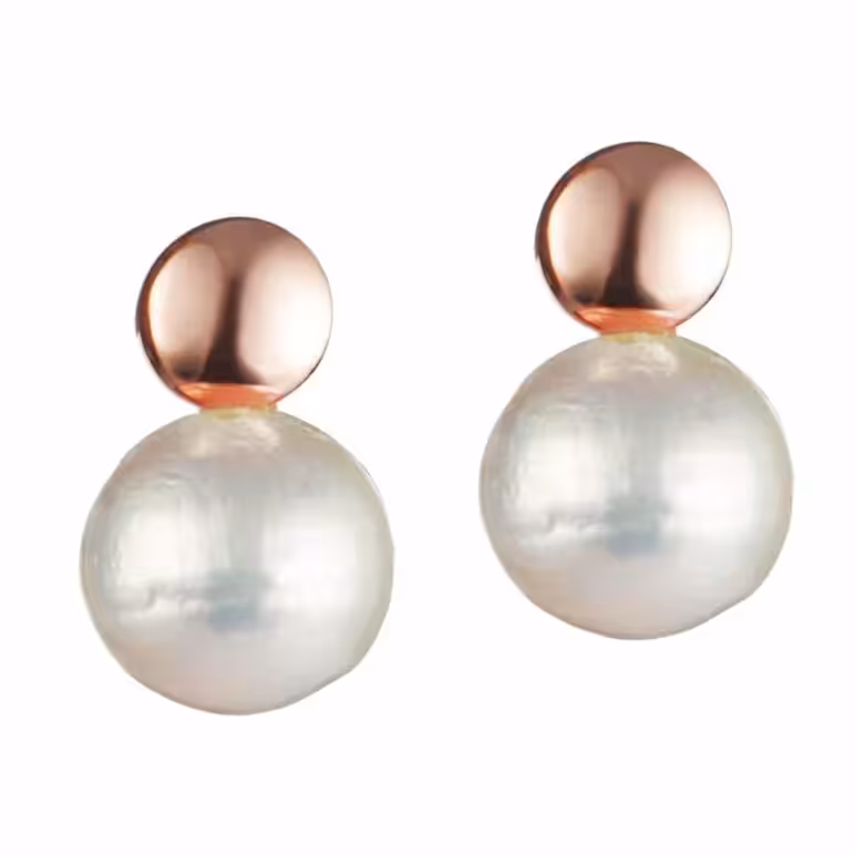 Edison Rose Gold Pearl Stud Earrings