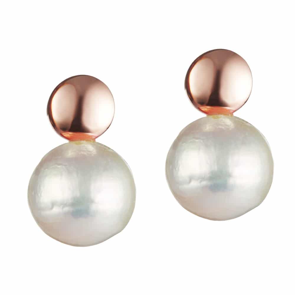 Edison Rose Gold White Pearl Stud Earrings