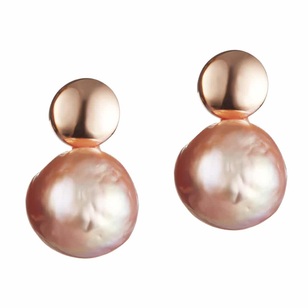 Edison Rose Gold Multi Natural Pearl Stud Earrings