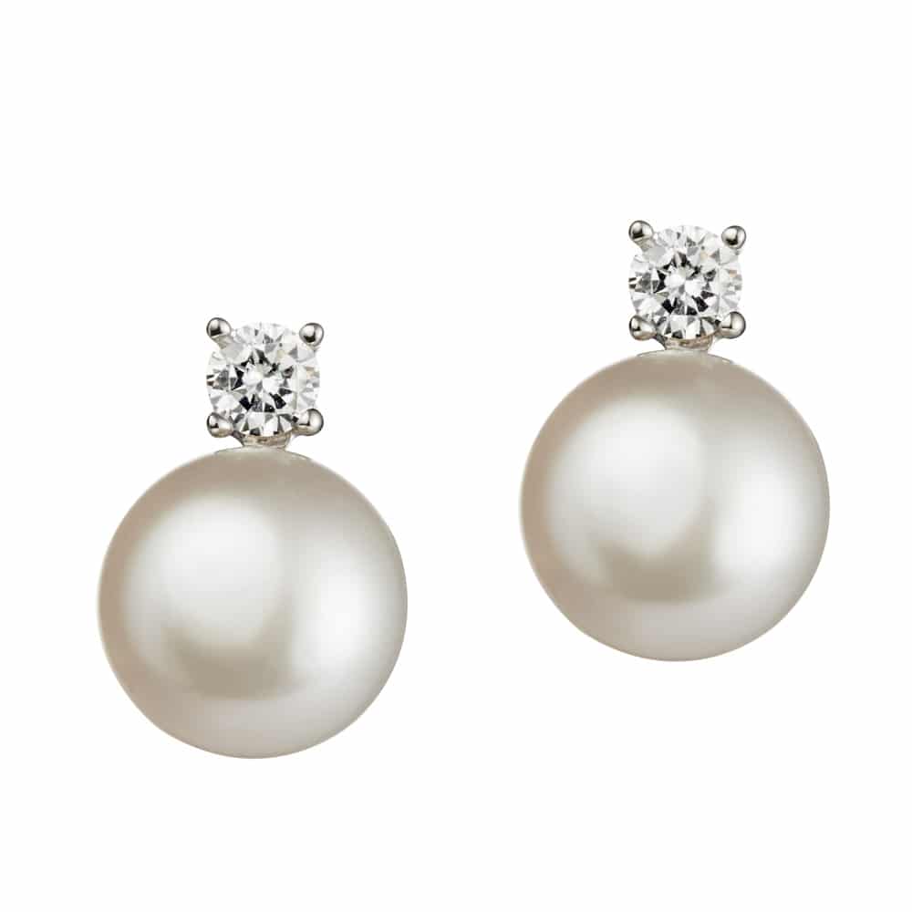 Classic Stone Set White Pearl Earrings