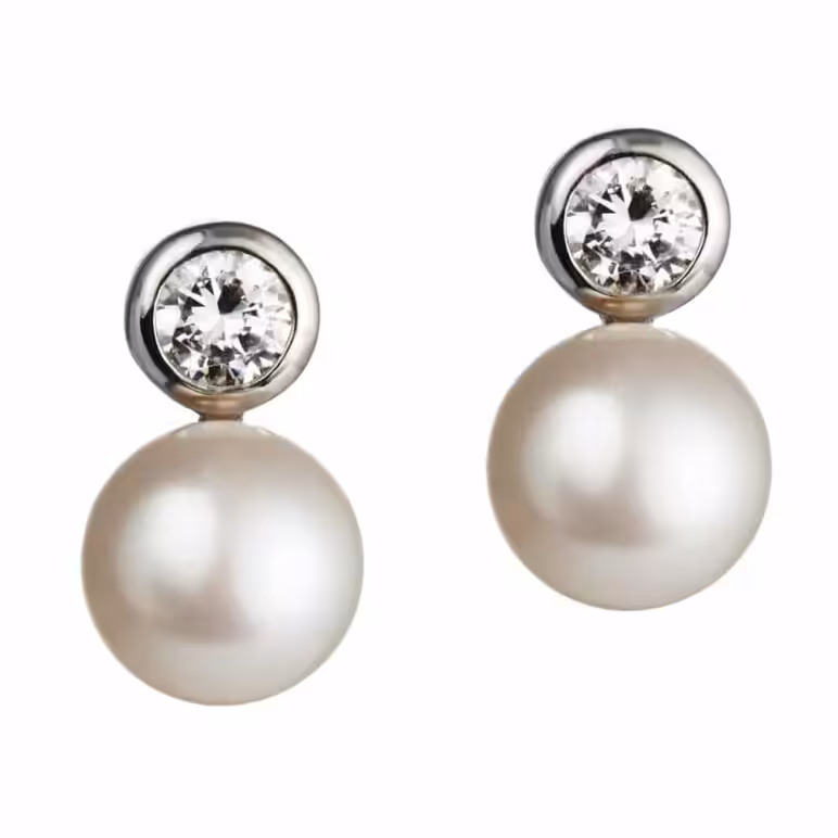 Jersey Pearl Chic Freshwater Stud Earring with White Topaz