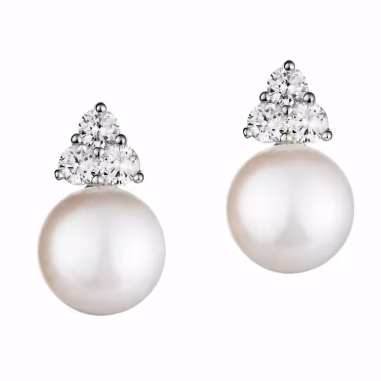 Jersey Pearl Soiree Freshwater Pearl Earrings with White Topaz