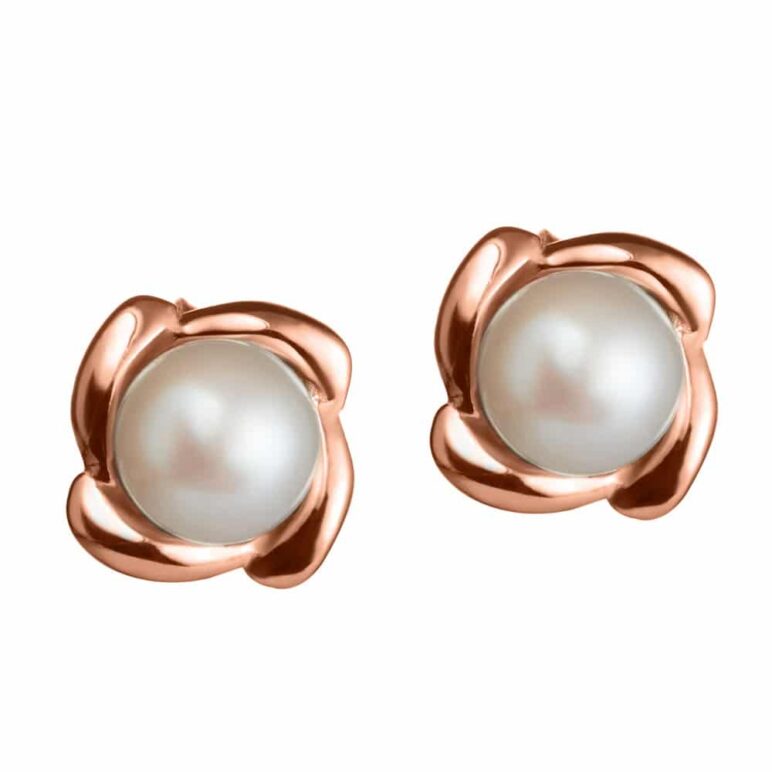 Hoop Pearl Rose Gold Stud Earrings