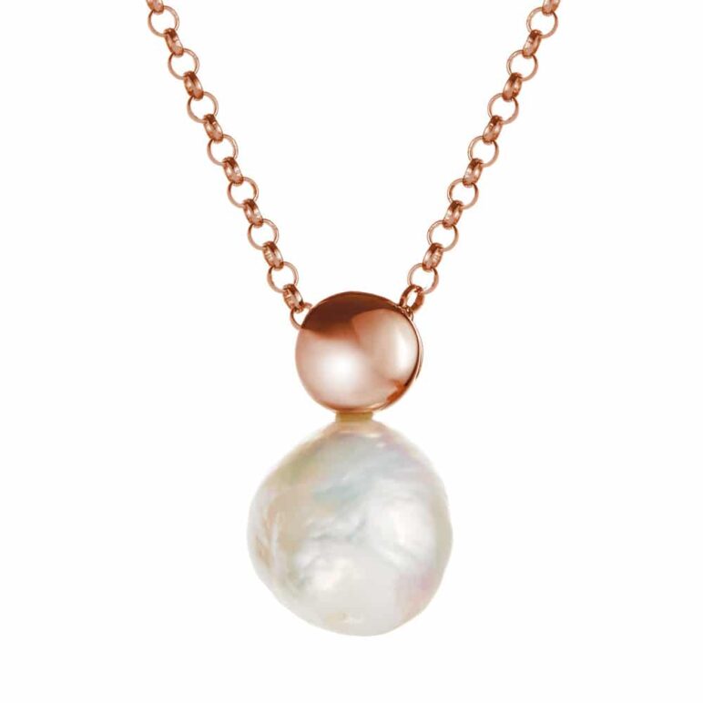 Edison Rose Gold White Pearl Pendant