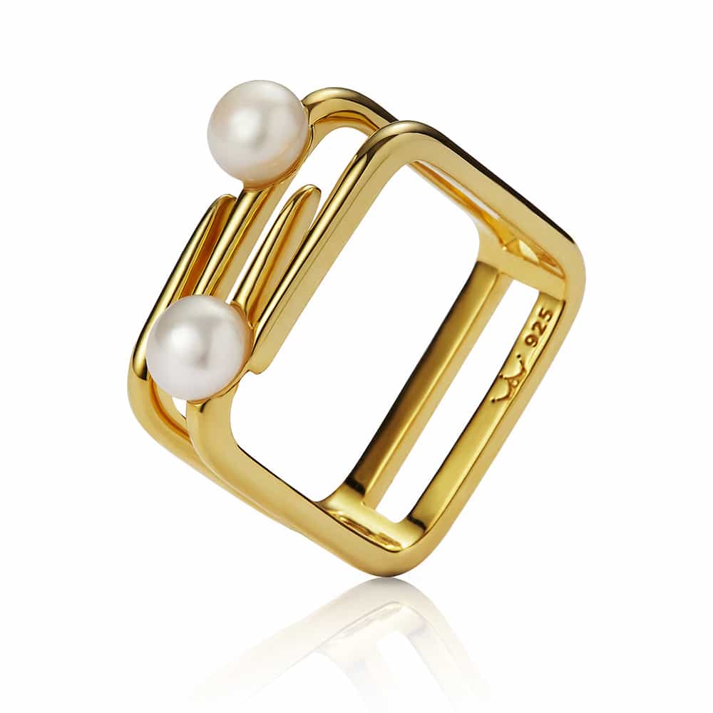 Ava Yellow Gold Pearl Ring