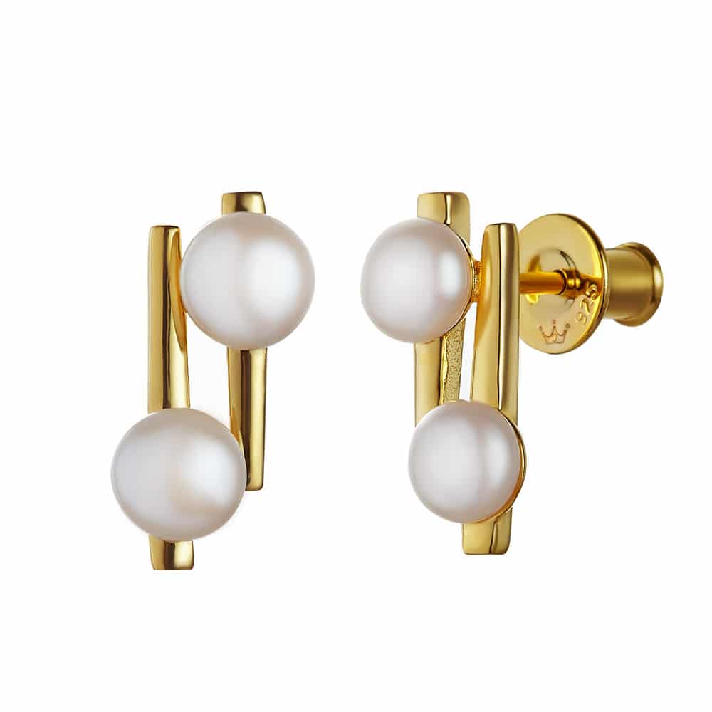 Ava Yellow Gold Pearl Earrings