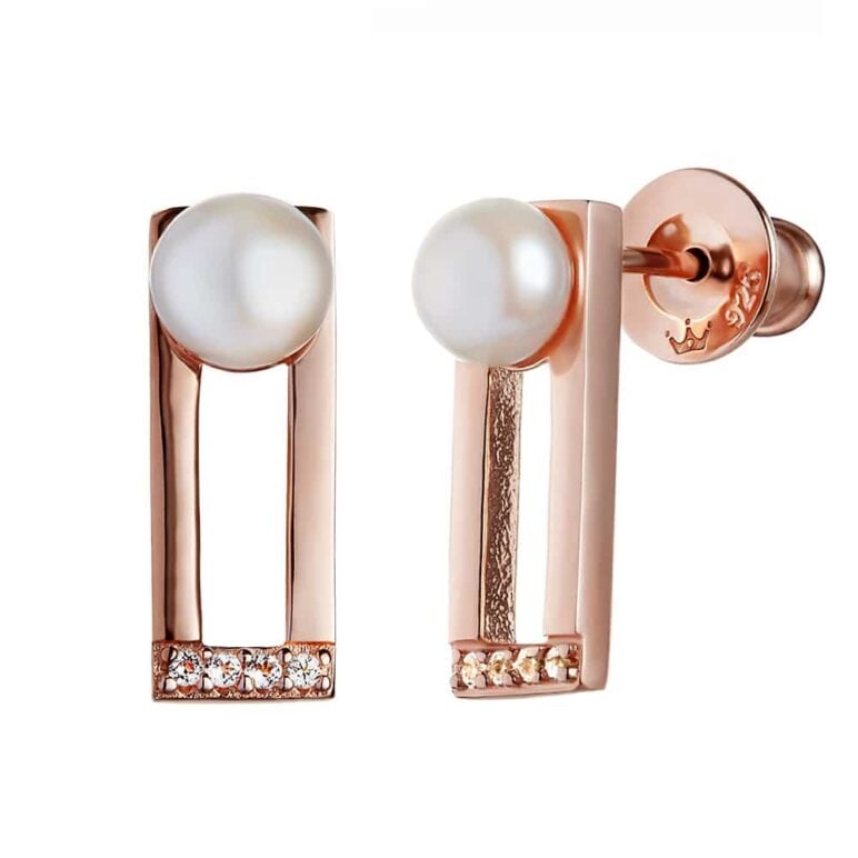 Ava Rose Gold Pearl Earrings