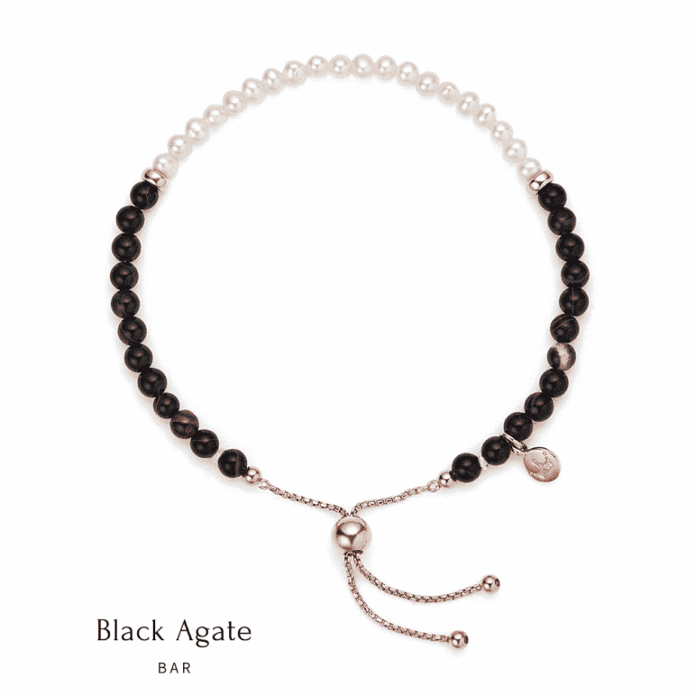 Sky Bar Black Agate Pearl Bracelet
