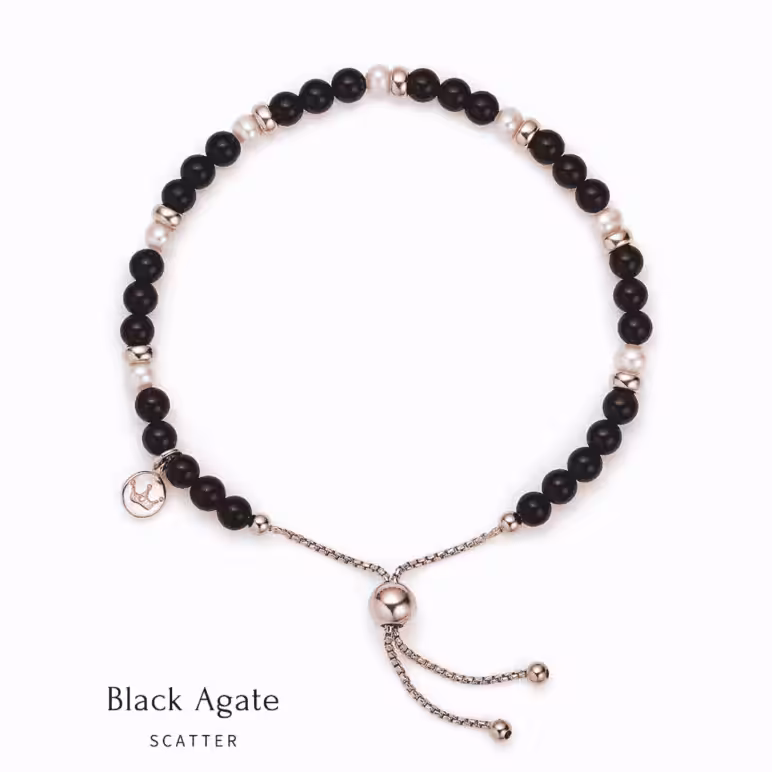 Sky Scatter Black Agate Pearl Bracelet