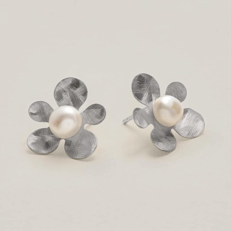 Blossom Daisy Freshwater Pearl Studs