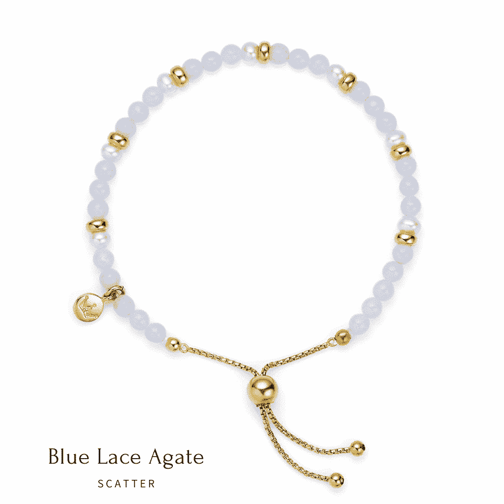 Sky Scatter Blue Lace Agate Pearl Bracelet