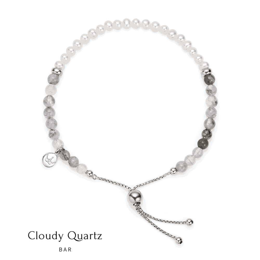 Sky Bar Cloudy Quartz Pearl Bracelet
