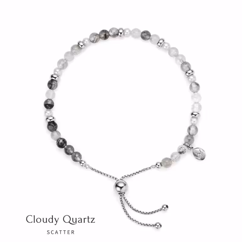 Sky Scatter Cloudy Quartz Pearl Bracelet