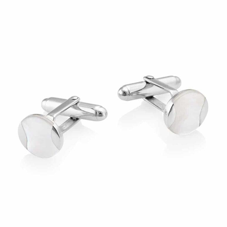 Dune Silver South Sea Mother of Pearl Cufflinks