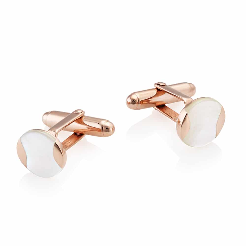 Dune-cufflinks-RG.jpg Dune Rose Gold South Sea Mother of Pearl Cufflinks