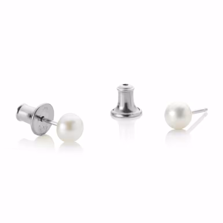 5mm Crown Button Pearl Stud Earrings