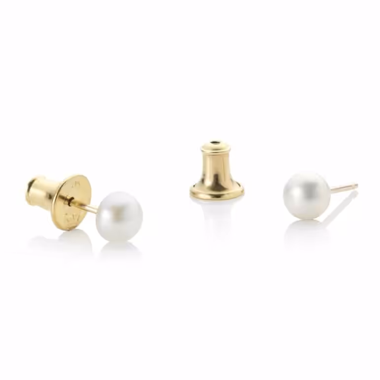 Jersey Pearl Stud Earring set with 9ct Yellow Gold