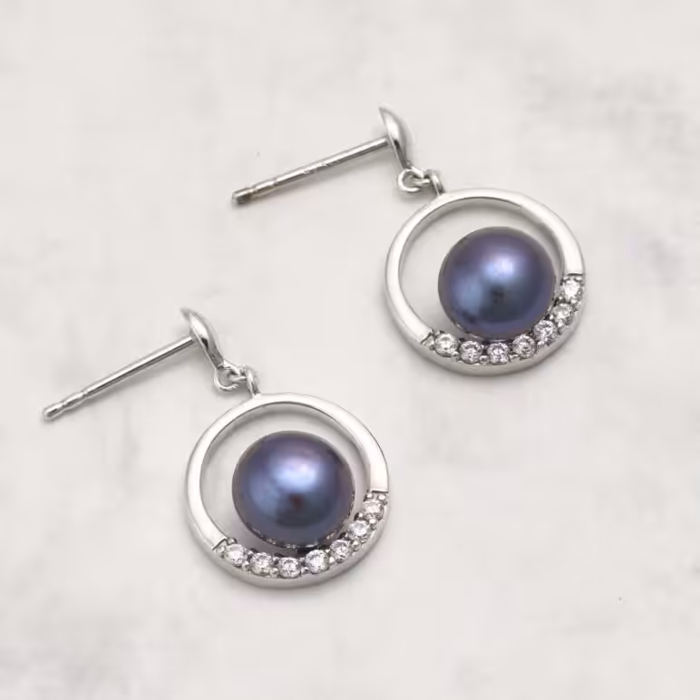 Circle Freshwater Pearl Earrings