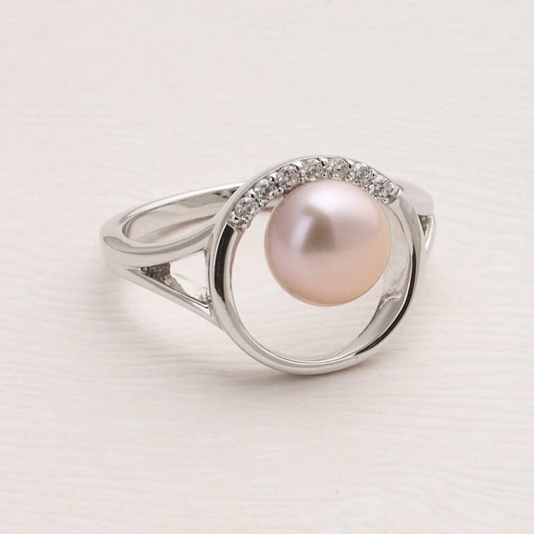 Circle Pink Freshwater Pearl Ring 
