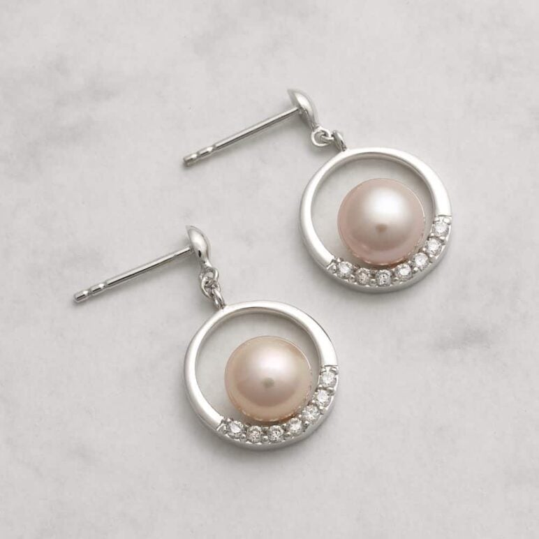 Circle Freshwater Pearl Earrings