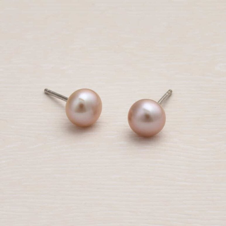 7mm Signature Pink Pearl Stud Earrings