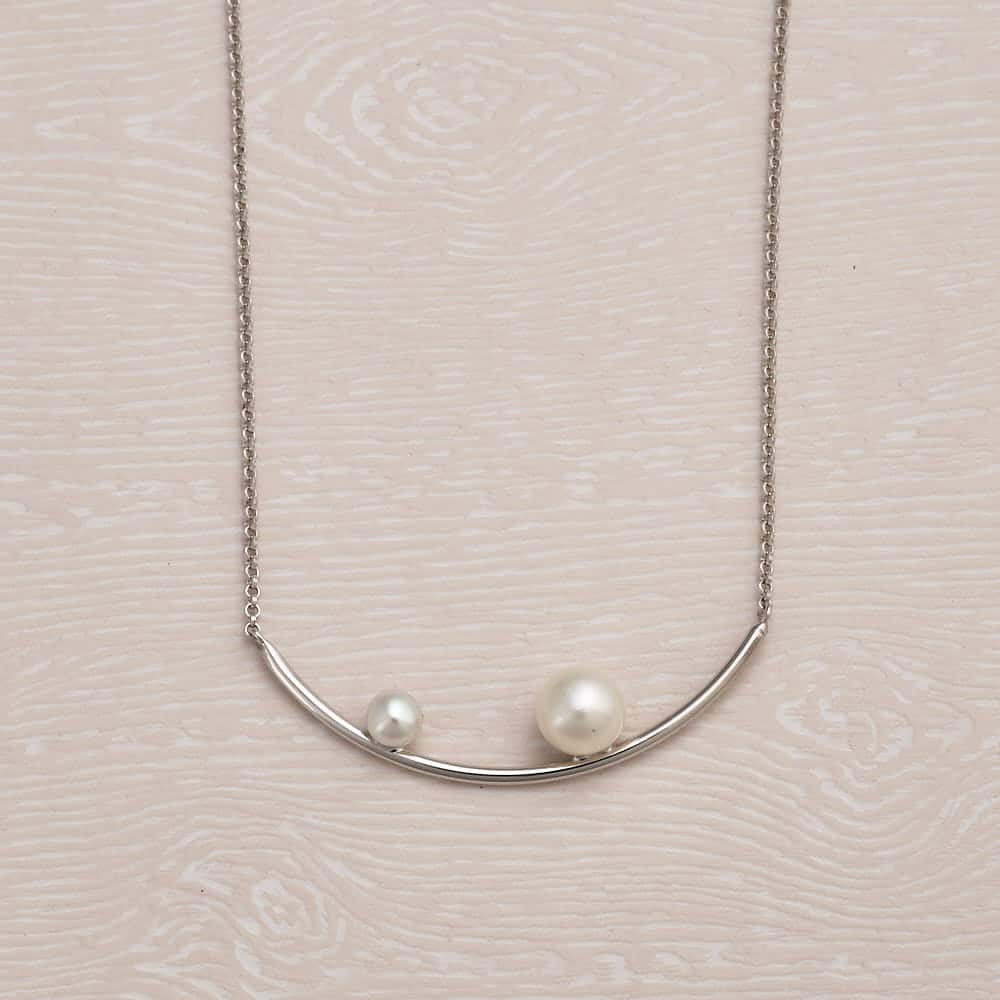 Reef Silver Curve Duo Pearl Necklace