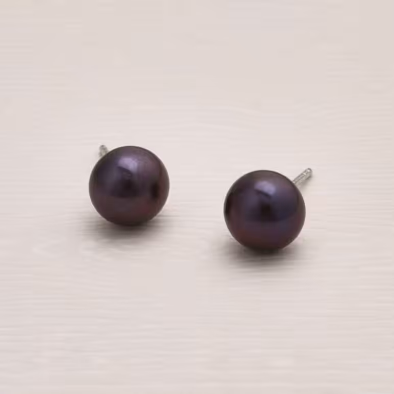 9mm Peacock Pearl Button Stud Earrings
