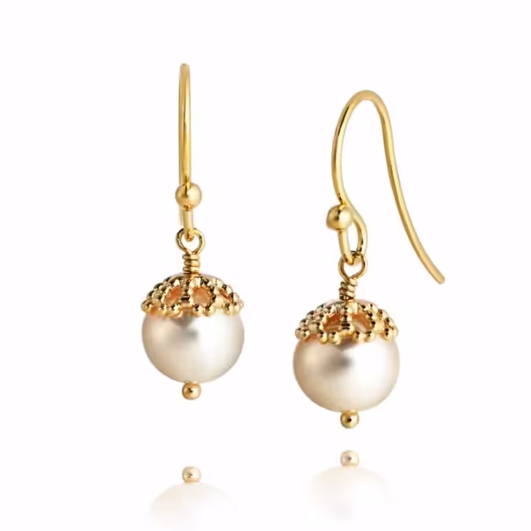 Emma-Kate Yellow Gold Pearl Drops
