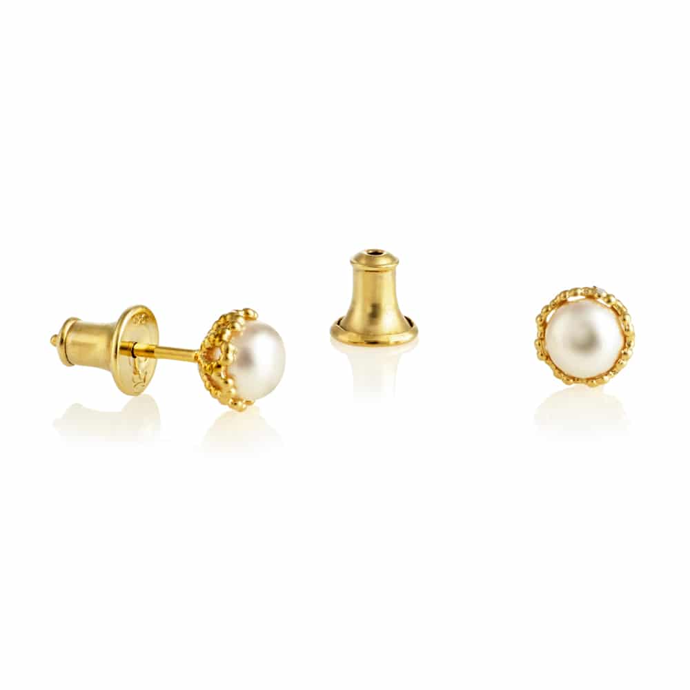 Emma-Kate Yellow Gold Pearl Studs