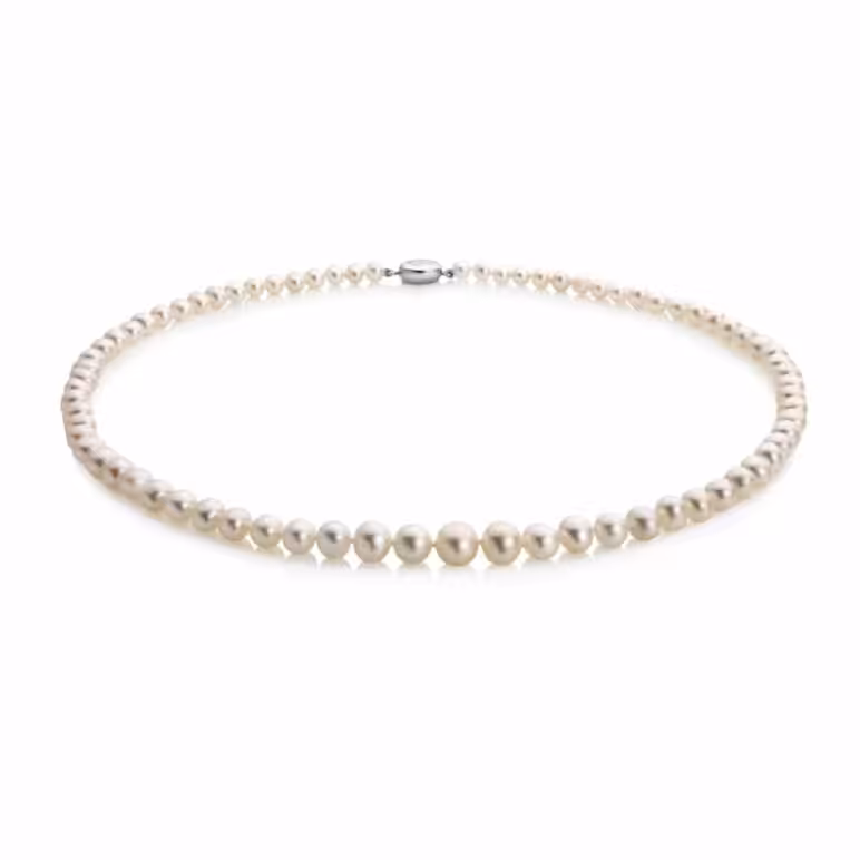 4-8mm Graduated Crown White Pearl Necklace