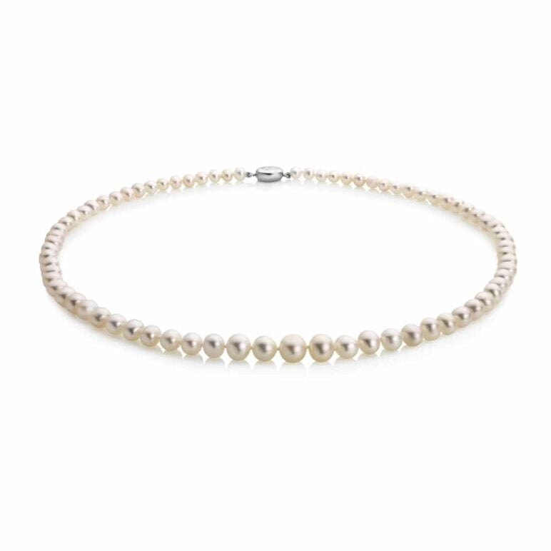 18" Graduated Crown White Pearl Necklace