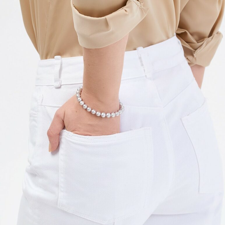 7mm Grey Crown Pearl Bracelet