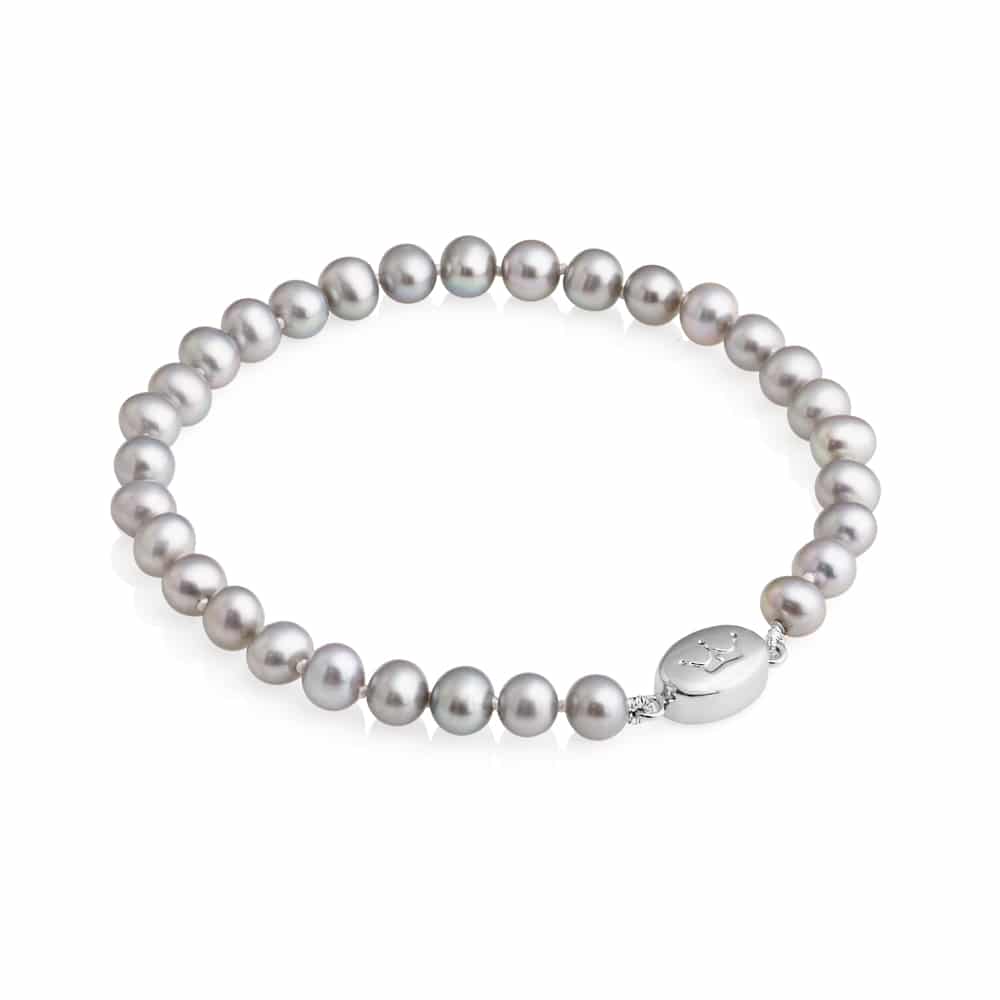 5mm Grey Crown Pearl Bracelet
