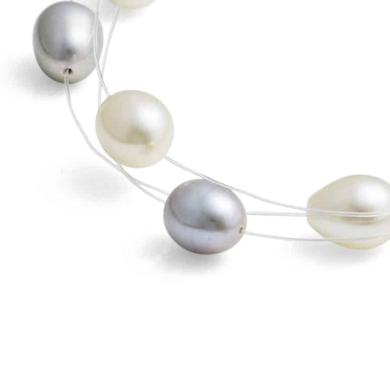 Dew Drop Silver Grey Pearl Bracelet