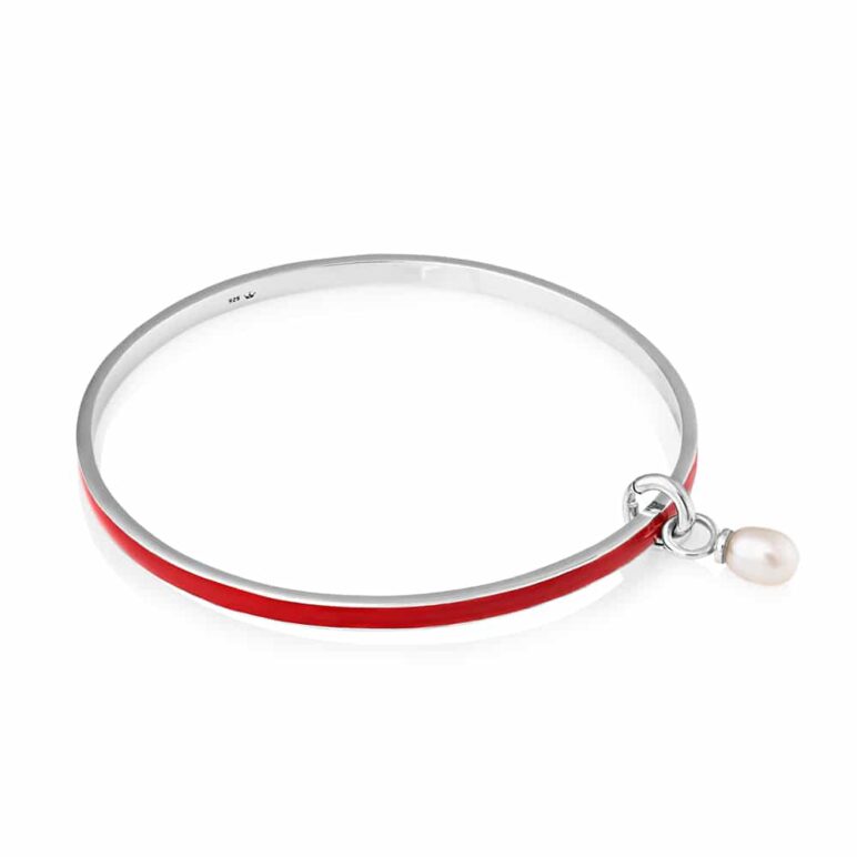 jp_viva_bracelet_red.jpg Viva Red Enamel Pearl Bangle